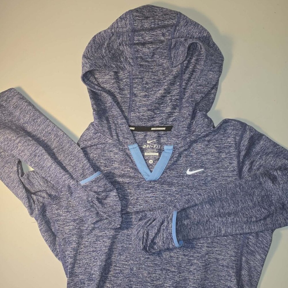 Nike Tops | Nike Womens Size S Heathered Blue Dri-Fit Hoodie Sweatshirt Cuffed
